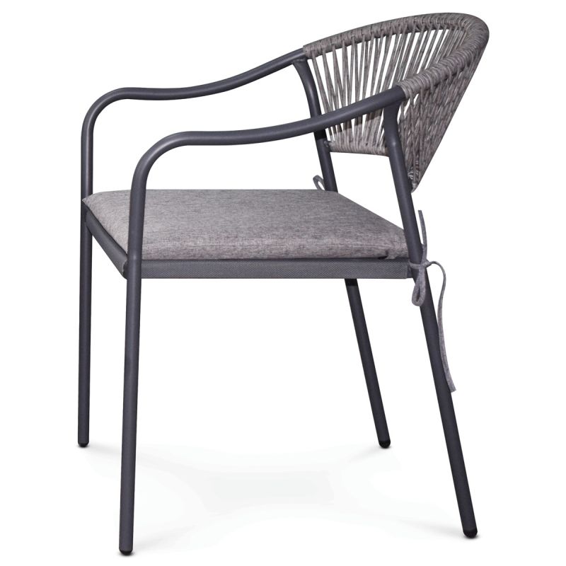 Záhradná stolička, kov, polyratan, sivá, AZC-L1352 GREY