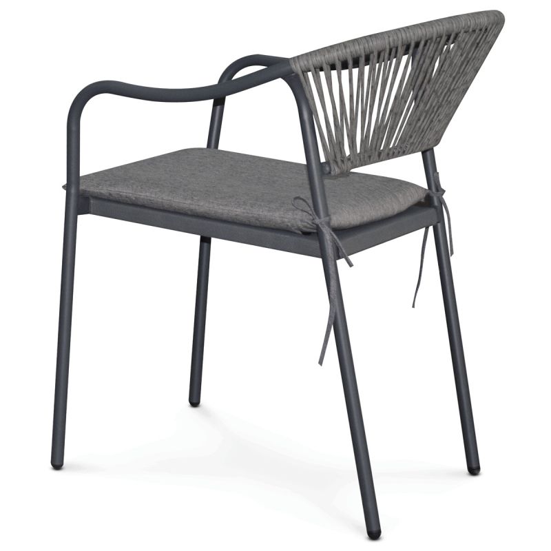 Záhradná stolička, kov, polyratan, sivá, AZC-L1352 GREY