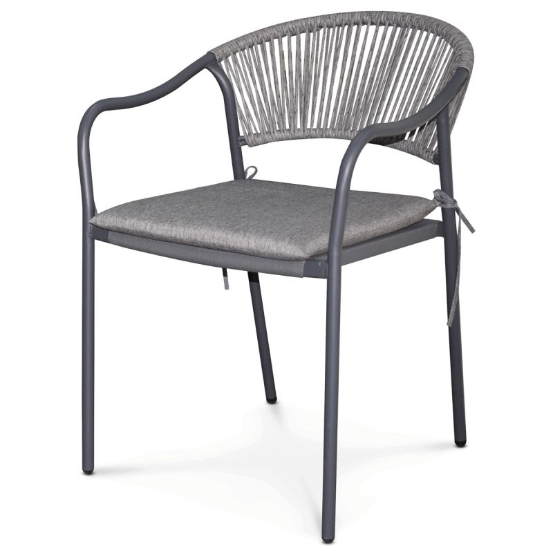 Záhradná stolička, kov, polyratan, sivá, AZC-L1352 GREY