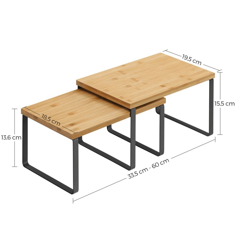 Set poličiek, 30cm, bambus, prírodná, AUK-E1002 BK