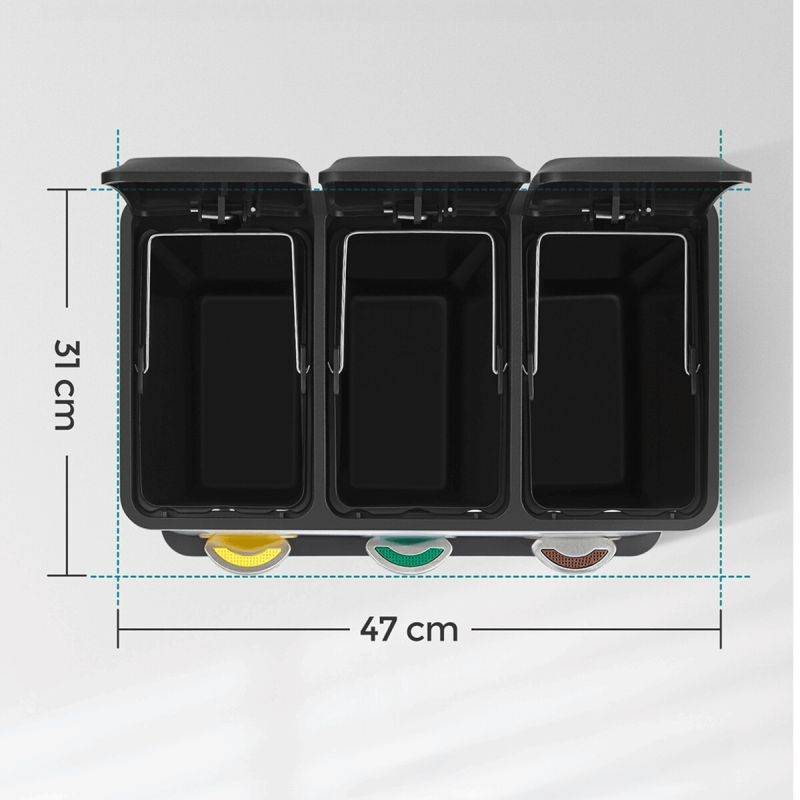 Kôš na odpadky, 47cm, plast, strieborný, AUK-E1124 CR