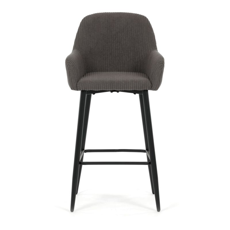Barová stolička, sivá látka, nohy čierne, AUB-V4009 GREY6