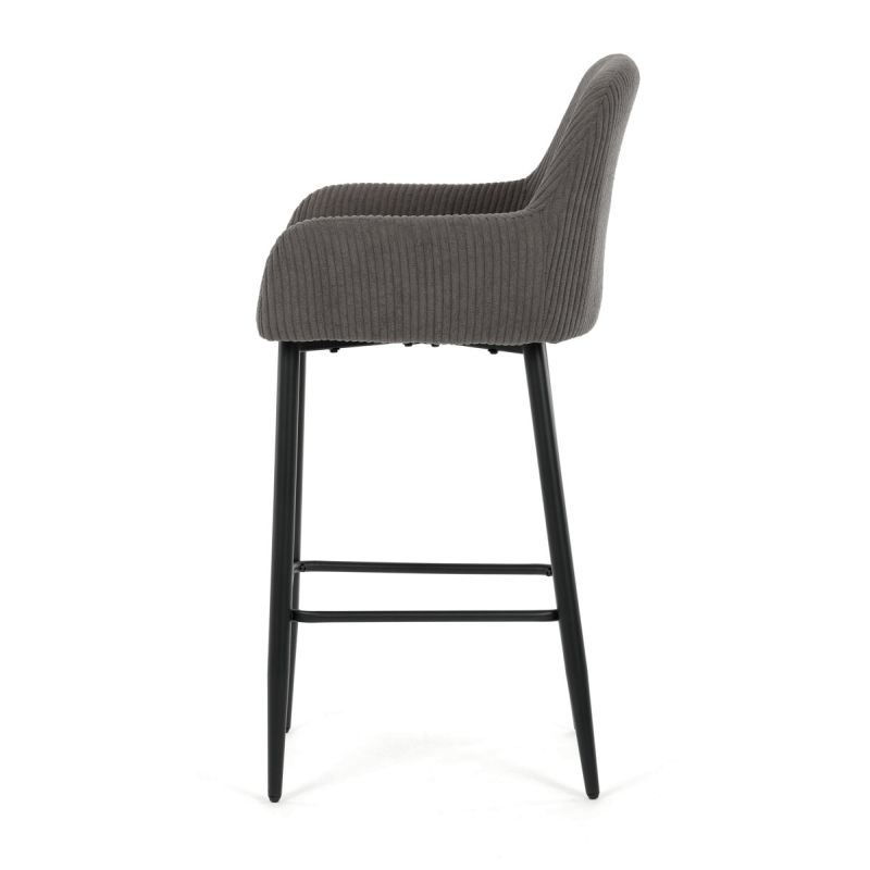 Barová stolička, sivá látka, nohy čierne, AUB-V4009 GREY6