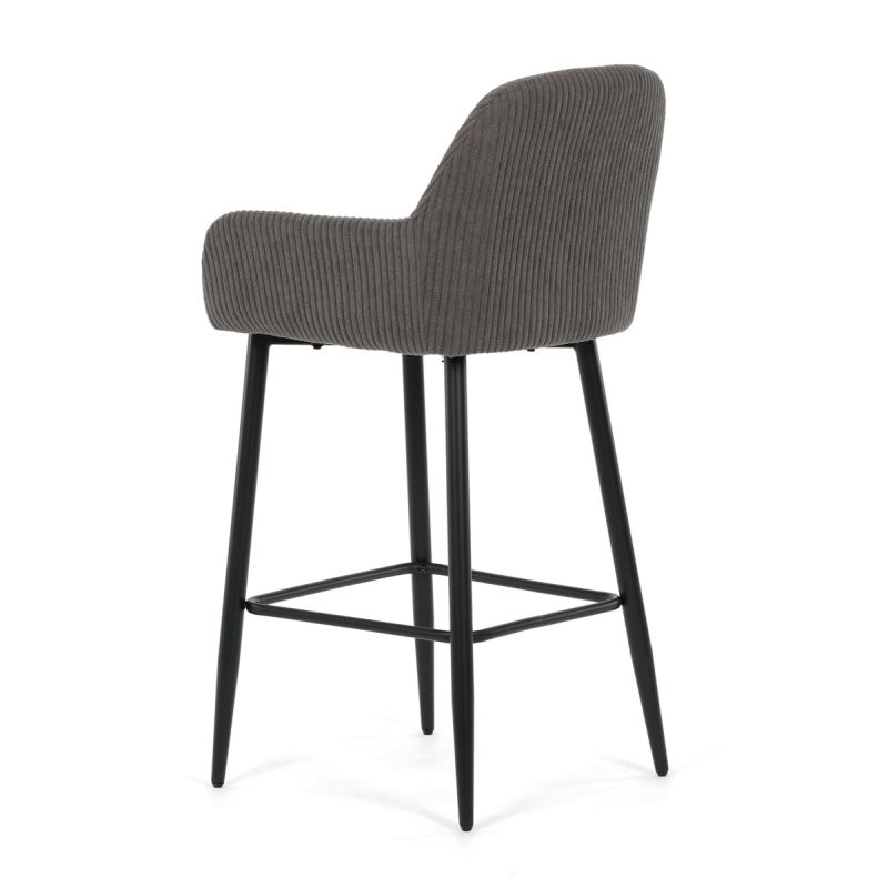 Barová stolička, sivá látka, nohy čierne, AUB-V4009 GREY6