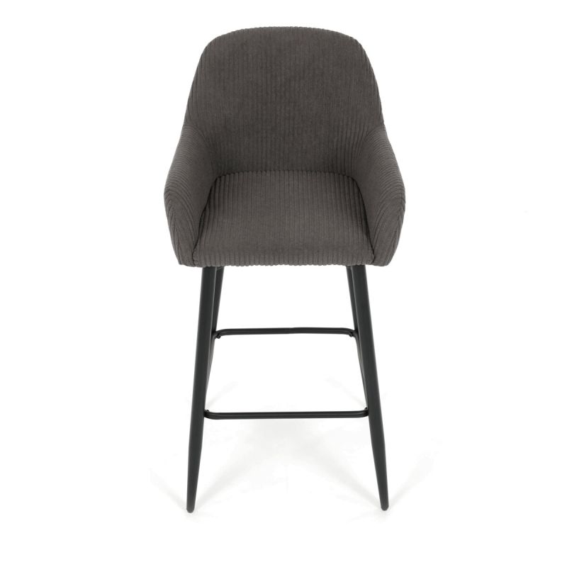 Barová stolička, sivá látka, nohy čierne, AUB-V4009 GREY6