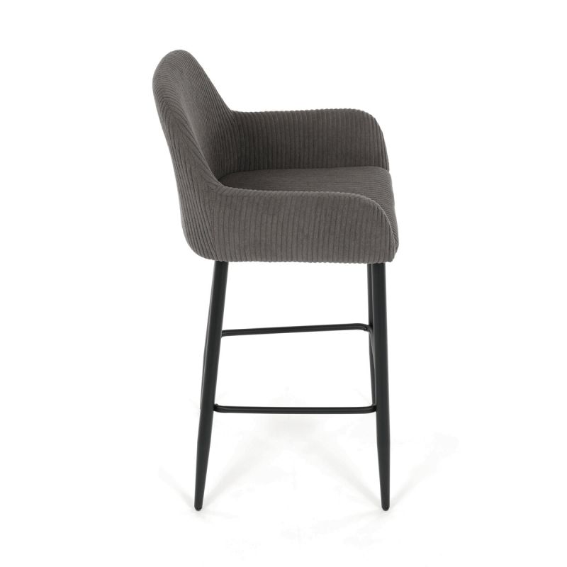 Barová stolička, sivá látka, nohy čierne, AUB-V4009 GREY6