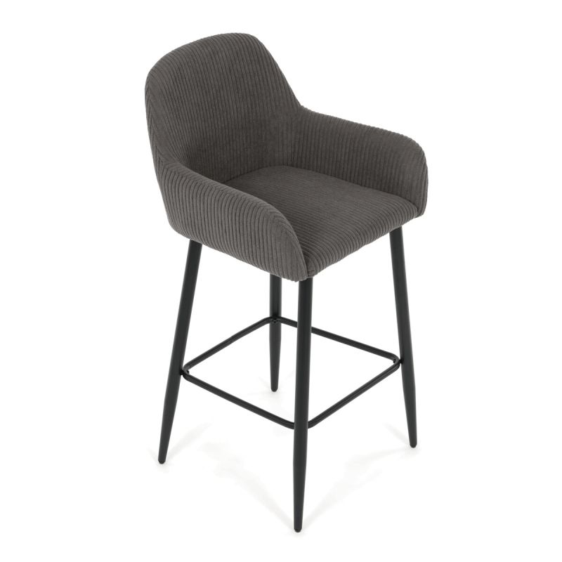 Barová stolička, sivá látka, nohy čierne, AUB-V4009 GREY6