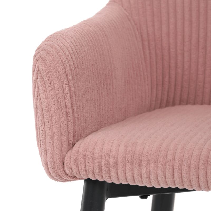 Barová stolička, ružová látka, nohy čierne, AUB-V4009 PINK6