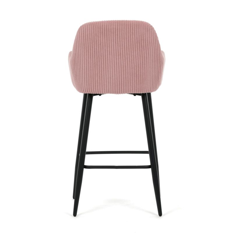 Barová stolička, ružová látka, nohy čierne, AUB-V4009 PINK6