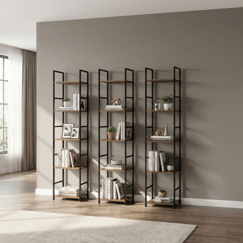 Regál, 29cm, kov, MDF, hnedý, GD-215 OLW