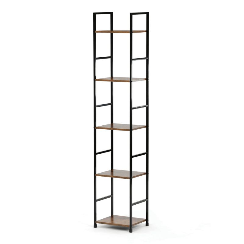 Regál, 29cm, kov, MDF, hnedý, GD-215 OLW