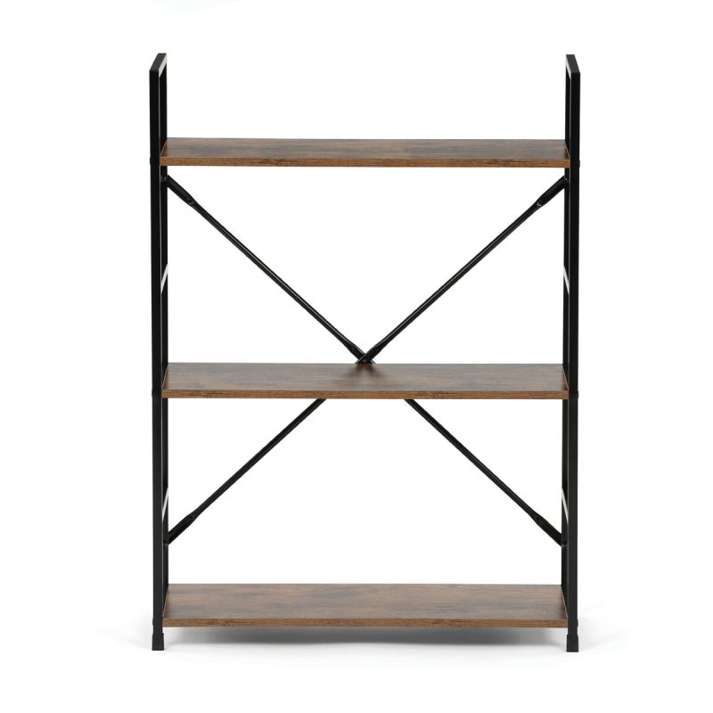 Regál, 59cm, kov, MDF, hnedý, GD-223 OLW