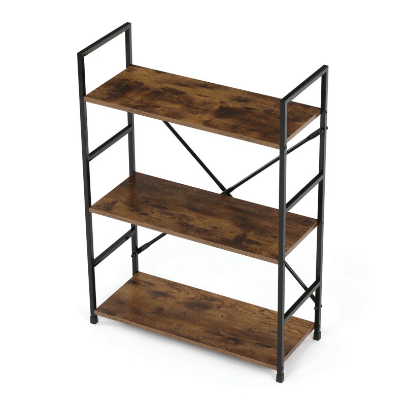 Regál, 59cm, kov, MDF, hnedý, GD-223 OLW