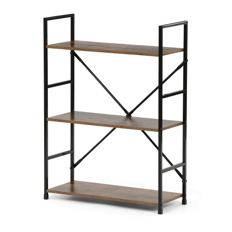 Regál, 59cm, kov, MDF, hnedý, GD-223 OLW