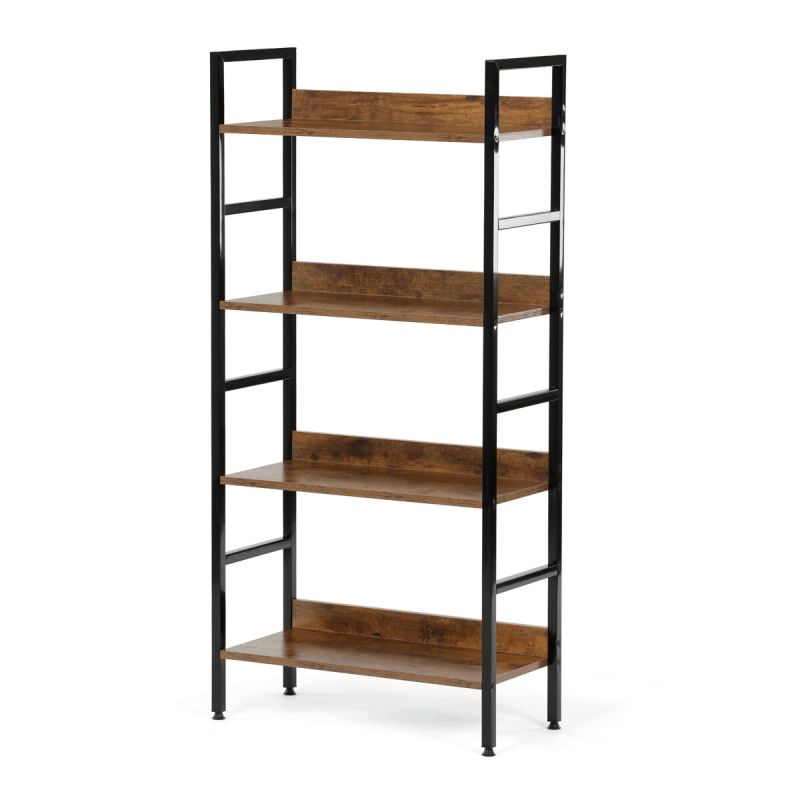 Regál, 60cm, kov, MDF, hnedý, GD-314 OLW