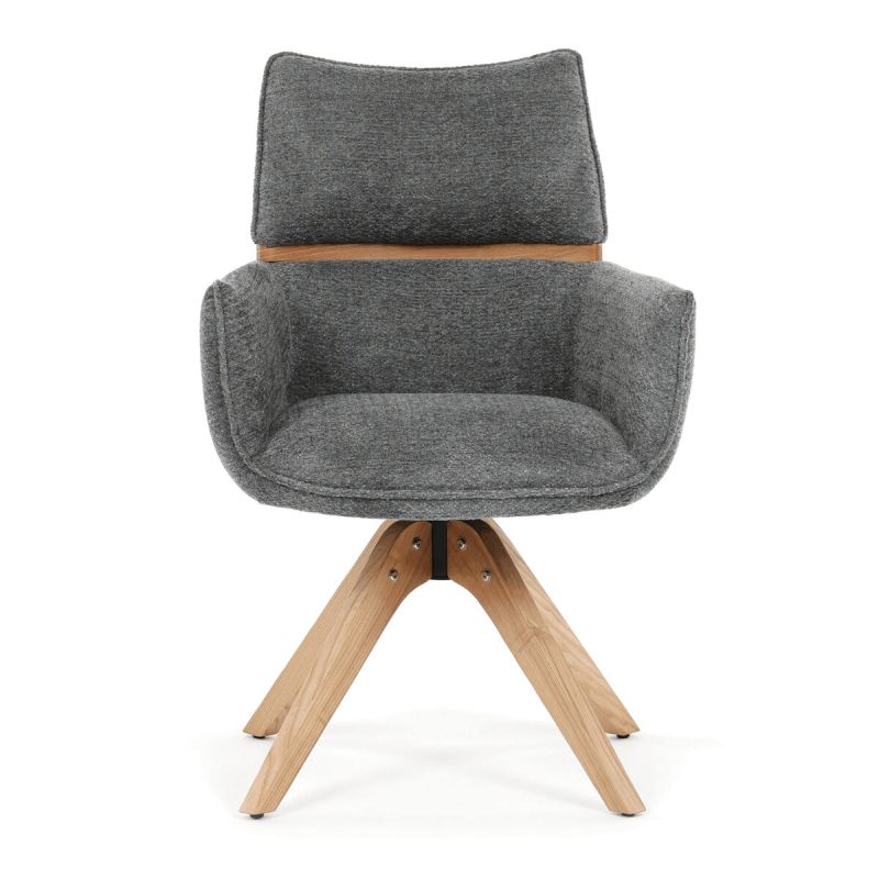 Jedálenská stolička, otočná, sivá, látka, DCH-D1348 GREY2