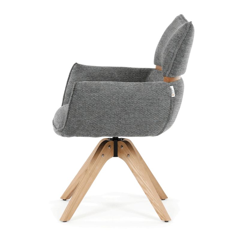 Jedálenská stolička, otočná, sivá, látka, DCH-D1348 GREY2