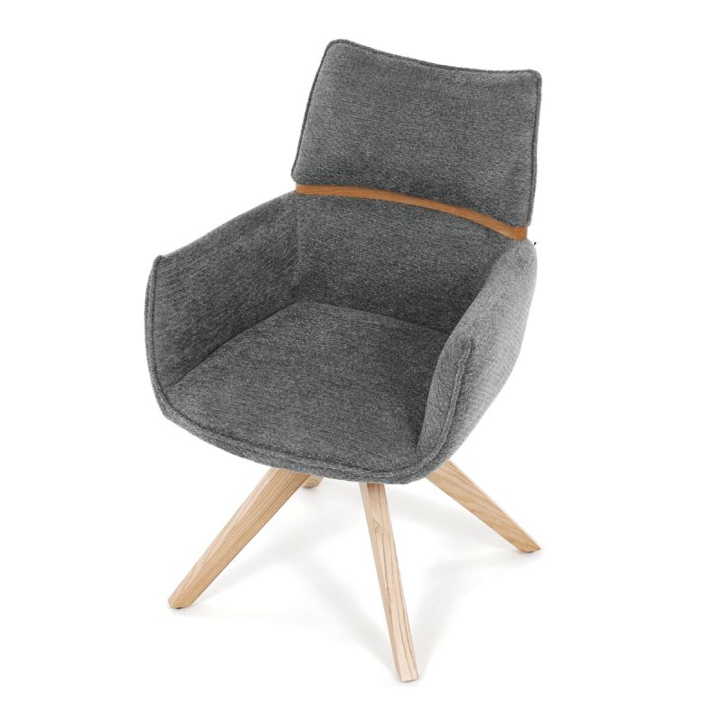 Jedálenská stolička, otočná, sivá, látka, DCH-D1348 GREY2