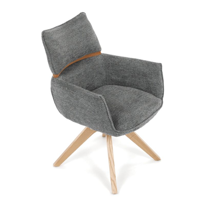 Jedálenská stolička, otočná, sivá, látka, DCH-D1348 GREY2
