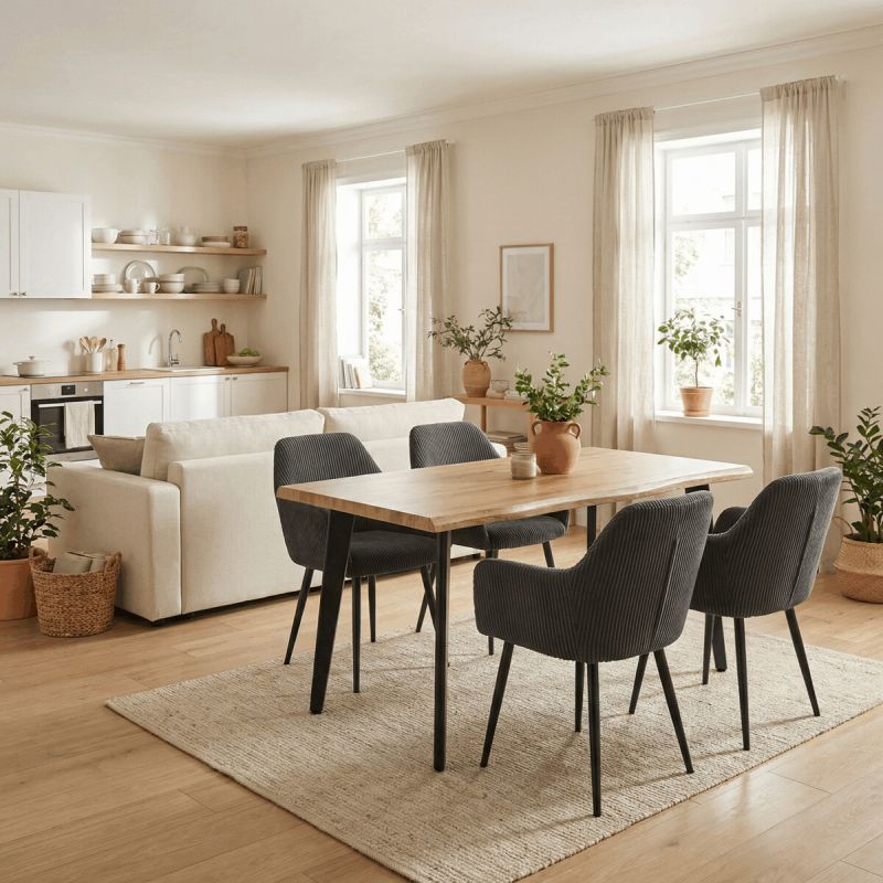 Jedálenská stolička, sivá, menčestrová látka, DCH-V4009 GREY6