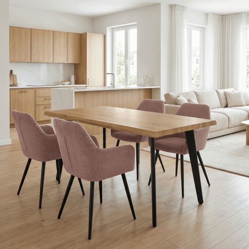 Jedálenská stolička, ružová, menčestrová látka, DCH-V4009 PINK6