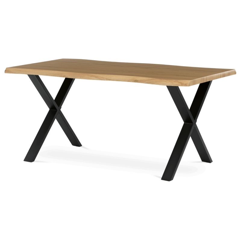 Jedálenský stôl 160x90cm, MDF divoký dub, kov čierny, HT-F4316 OAK