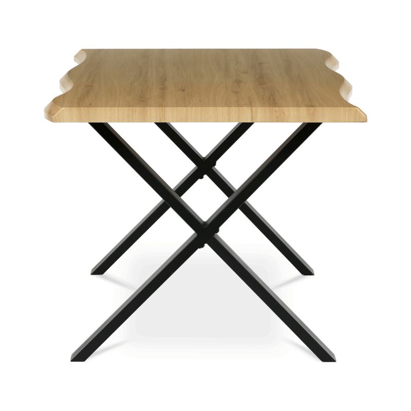 Jedálenský stôl 160x90cm, MDF divoký dub, kov čierny, HT-F4316 OAK