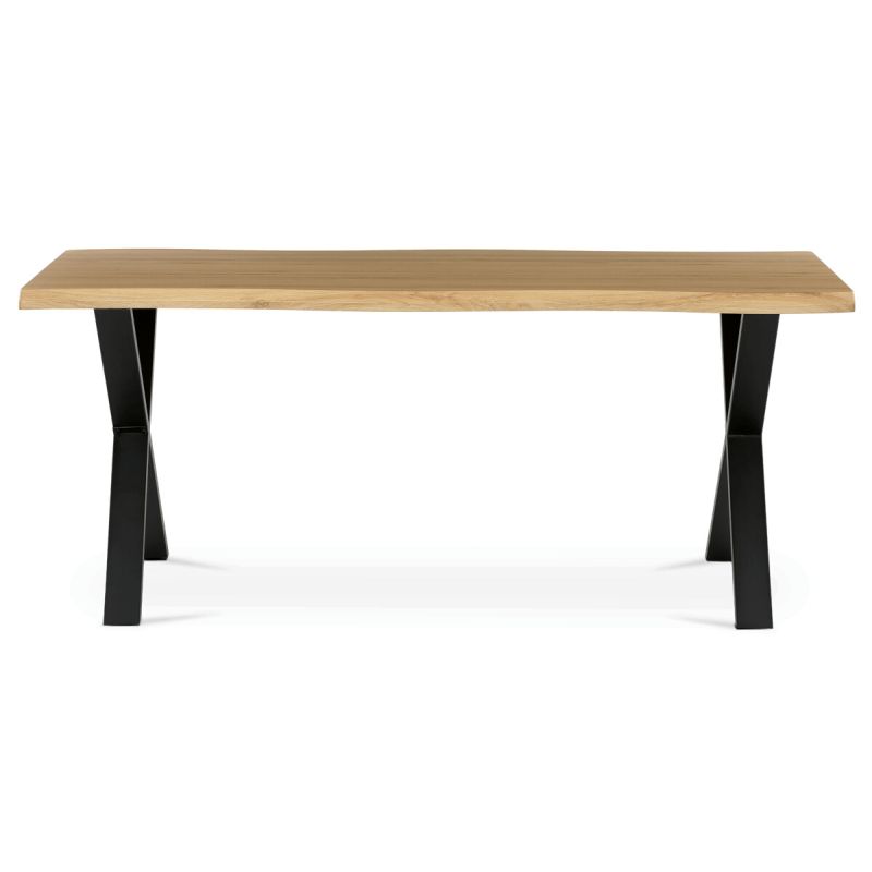 Jedálenský stôl 180x90cm, MDF divoký dub, kov čierny, HT-F4318 OAK