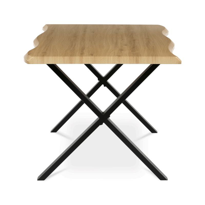 Jedálenský stôl 180x90cm, MDF divoký dub, kov čierny, HT-F4318 OAK