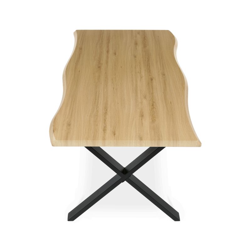 Jedálenský stôl 180x90cm, MDF divoký dub, kov čierny, HT-F4318 OAK