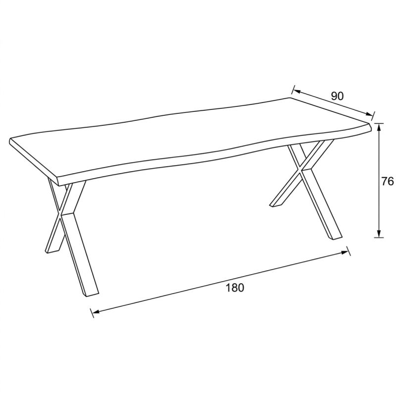 Jedálenský stôl 180x90cm, MDF old wood, kov čierny, HT-F4318 OLW