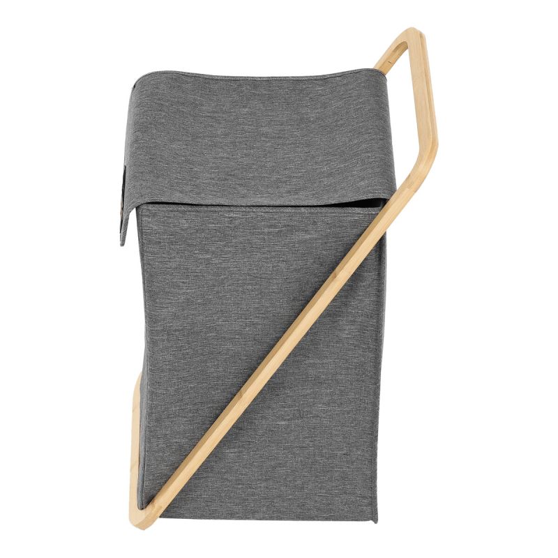Kôš na prádlo, polyester, bambusová konštrukcia, farba sivá