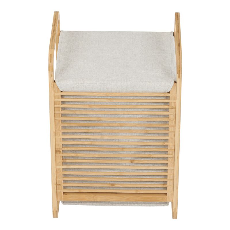 Kôš na bielizeň, polyester, bambusová konštrukcia, farba krémová