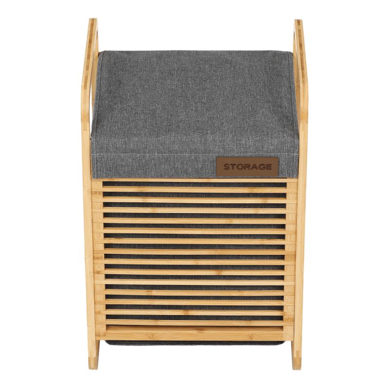 Kôš na bielizeň, polyester, bambusová konštrukcia, farba sivá