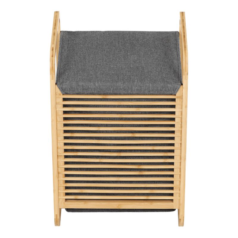 Kôš na bielizeň, polyester, bambusová konštrukcia, farba sivá