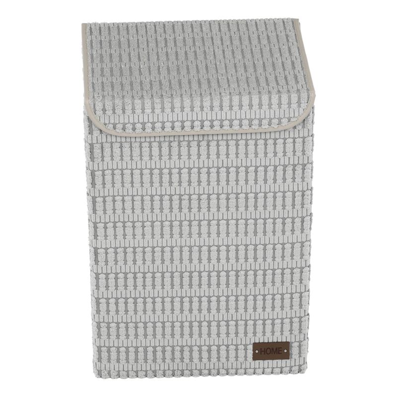 Kôš na bielizeň, polyester, papier, veko na suchý zips, farba sivá