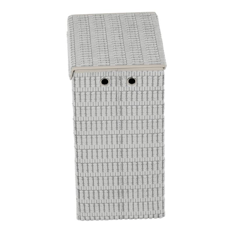 Kôš na bielizeň, polyester, papier, veko na suchý zips, farba sivá