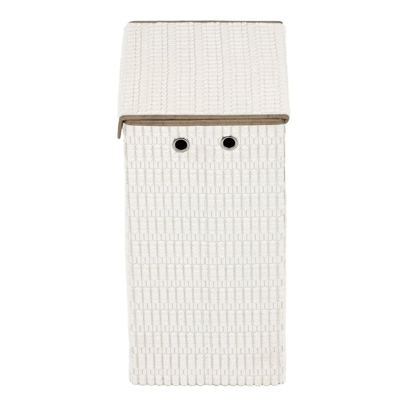 Kôš na bielizeň, polyester, papier, veko na suchý zips, farba biela