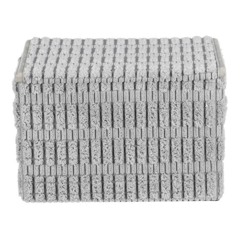 Kôš regálový, polyester a papier, veko na suchý zips, farba sivá