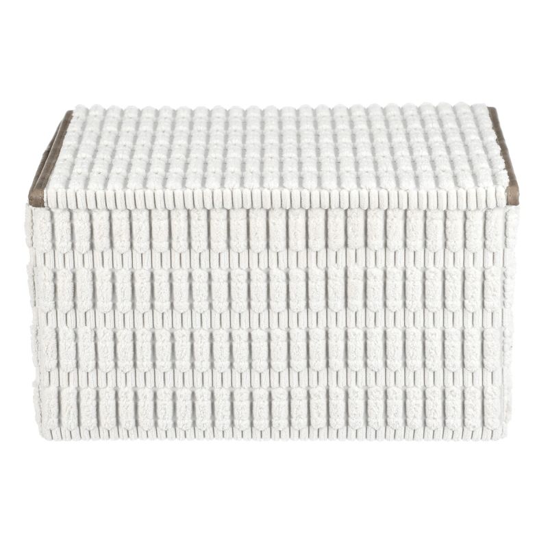 Kôš regálový, polyester a papier, veko na suchý zips, farba biela