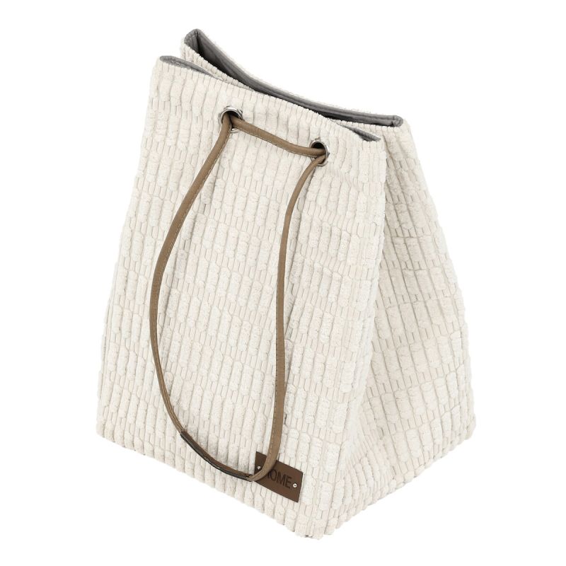 Kôš na prádlo, polyester a papier, sťahovací, farba biela