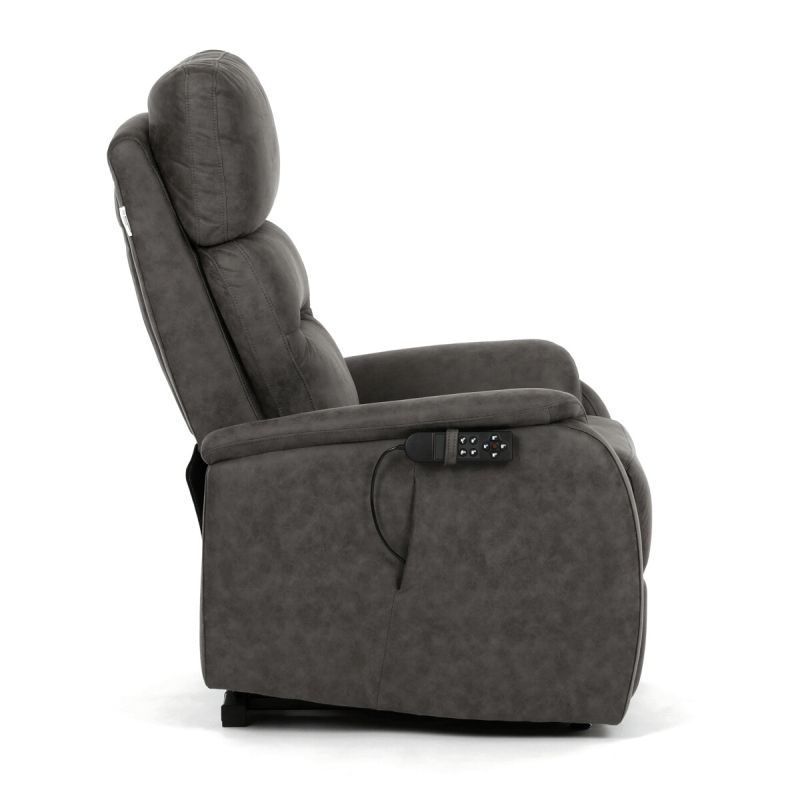 Polohovacie kreslo, elektrické, čierna látka vintage, 150kg, TV-L8904 BK3