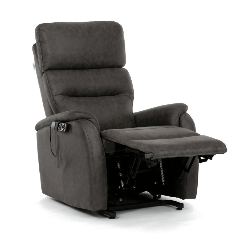 Polohovacie kreslo, elektrické, čierna látka vintage, 150kg, TV-L8904 BK3
