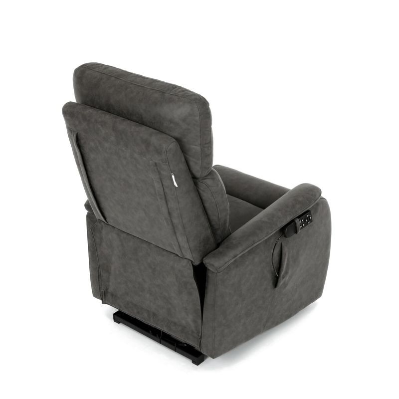 Polohovacie kreslo, elektrické, čierna látka vintage, 150kg, TV-L8904 BK3