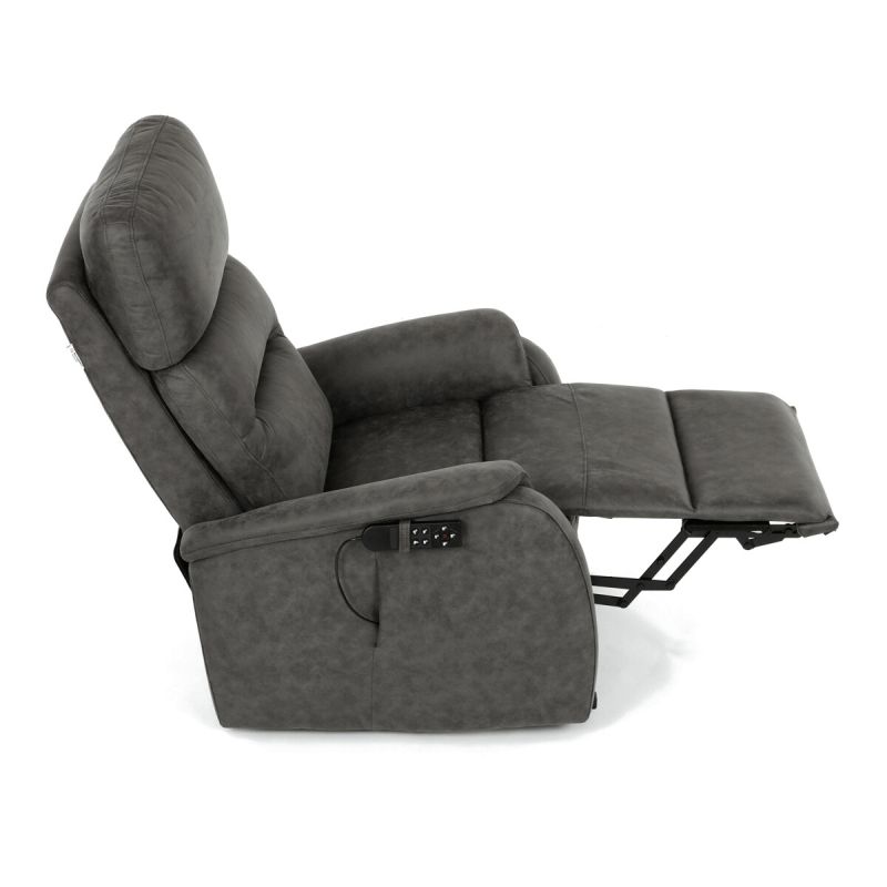 Polohovacie kreslo, elektrické, čierna látka vintage, 150kg, TV-L8904 BK3