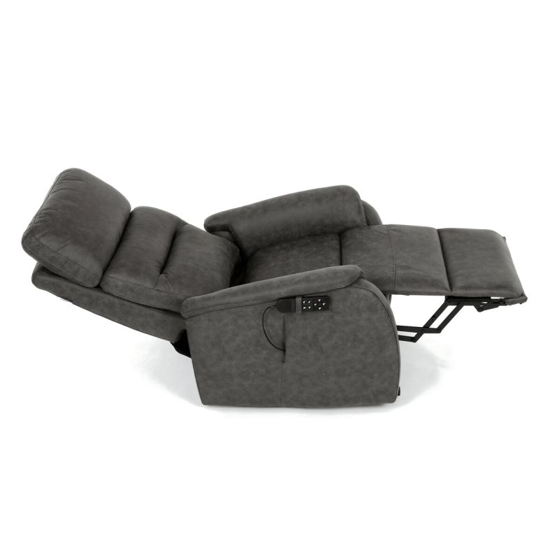 Polohovacie kreslo, elektrické, čierna látka vintage, 150kg, TV-L8904 BK3