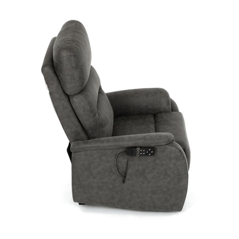 Polohovacie kreslo, elektrické, čierna látka vintage, 150kg, TV-L8904 BK3