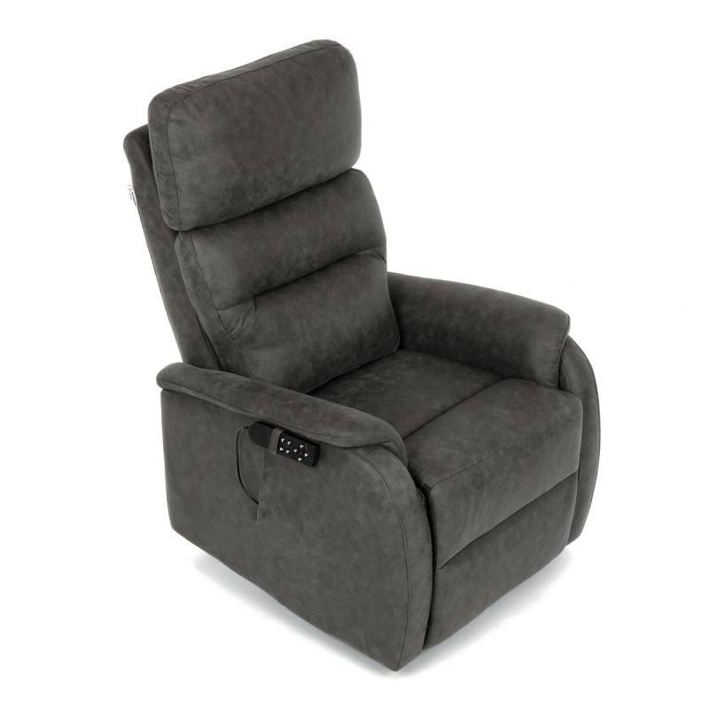 Polohovacie kreslo, elektrické, čierna látka vintage, 150kg, TV-L8904 BK3