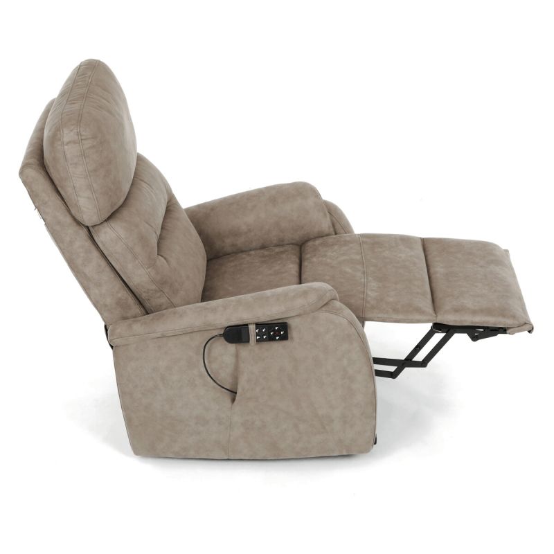 Polohovacie kreslo, elektrické, béžová látka vintage, 150kg, TV-L8904 LAN3