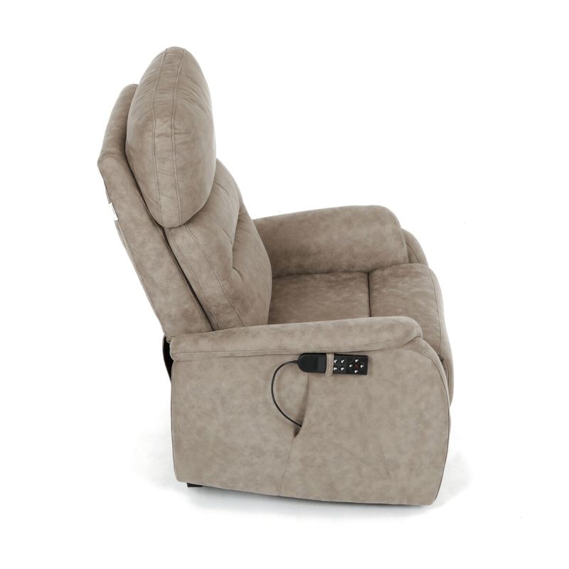 Polohovacie kreslo, elektrické, béžová látka vintage, 150kg, TV-L8904 LAN3